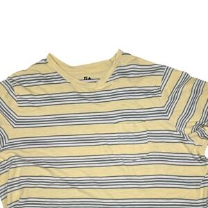 Free Assembly Mens XXL T-Shirt Yellow Green Striped Short Sleeve Crew Neck Tee